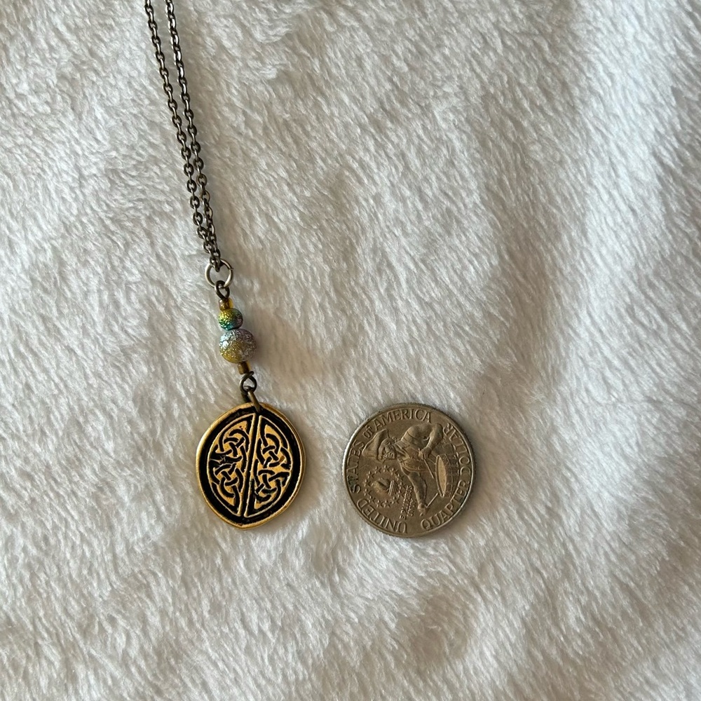 EUC pewter knot work pendant